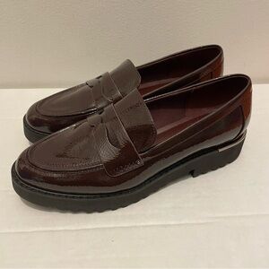 Franco Sarto Camrynn Faux Leather Lug Sole Loafers Dark Burgundy Womens 7.5W